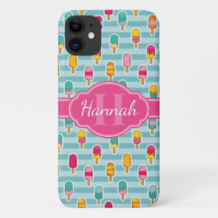 Colourful Ice Pop Pattern with Pink Monogram Case-Mate iPhone Case