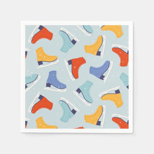 Colourful Ice Skate Winter Pattern Napkin (Front)