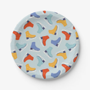 Colourful Ice Skate Winter Pattern Paper Plate
