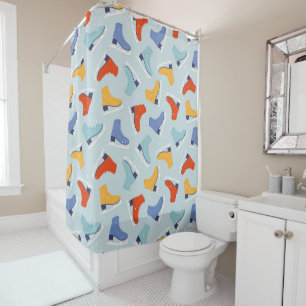Colourful Ice Skate Winter Pattern Shower Curtain