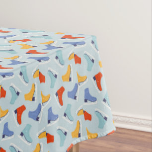 Colourful Ice Skate Winter Pattern Tablecloth