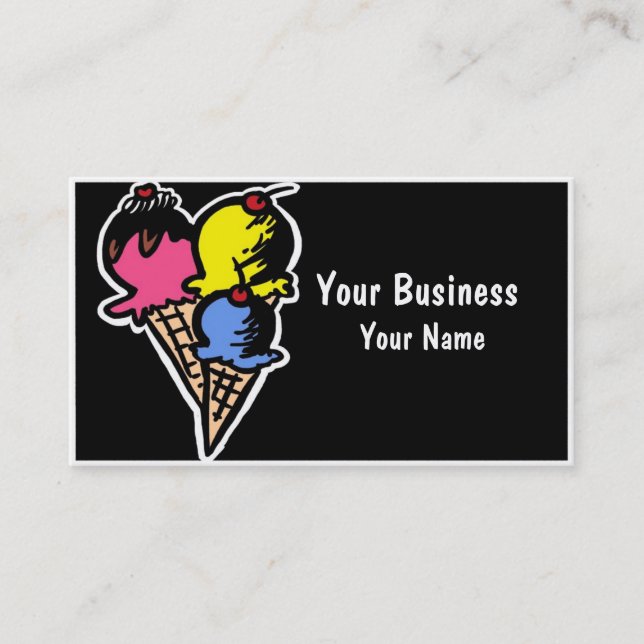 Colourful icecream store custom business cards (Front)