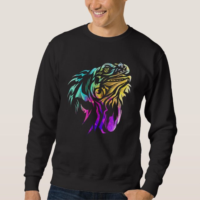 Colourful Iguana Lizard Art Reptile Tropical Anima Sweatshirt (Front)