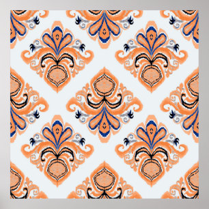 Colourful ikat pattern in vintage style. Elegant e Poster