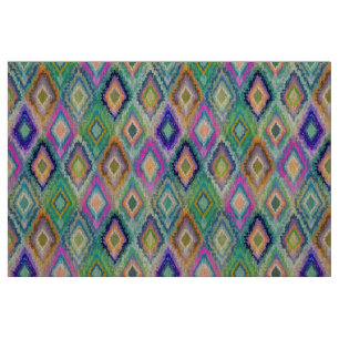 Colourful Ikat Tribal Geometric Pattern 2 Fabric