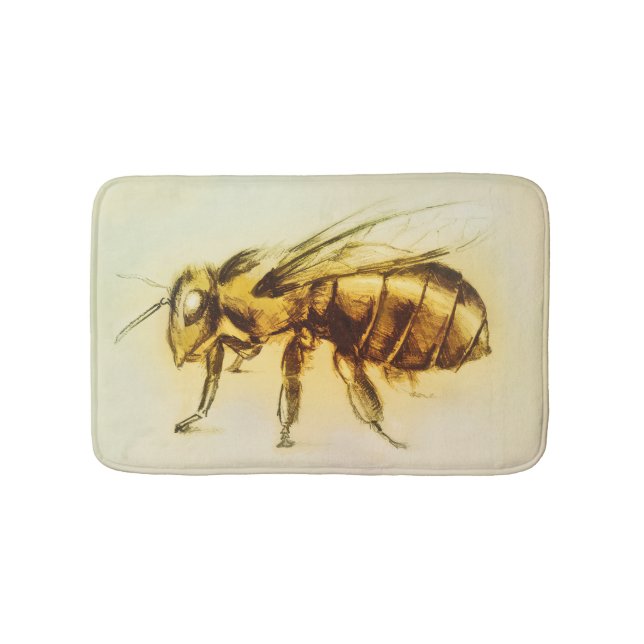 Colourful illustrated bath mat - Bee (Front)