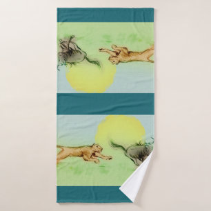 Colourful illustrated bath towl - Chase Towel