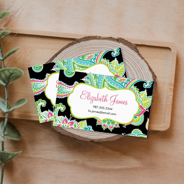 Colourful Illustrated Bohemian Paisley Business Card (Creator Uploaded)