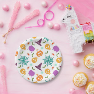 Colourful Illustrated Cute Pattern Halloween Paper Plate