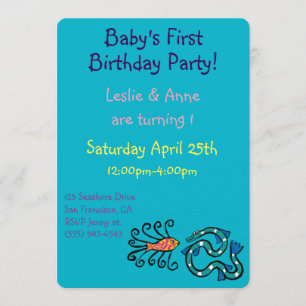 Colourful Illustrated Fish Friends Invitation