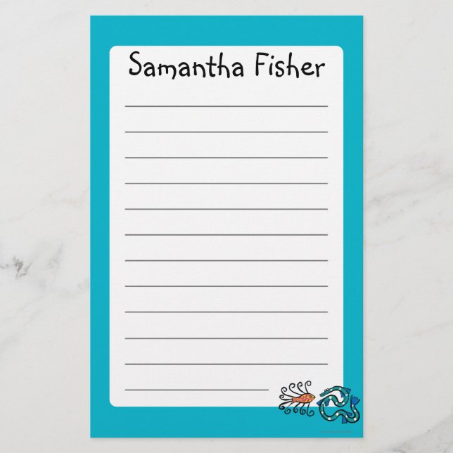 Colourful Illustrated Fish Friends Stationery (Front)