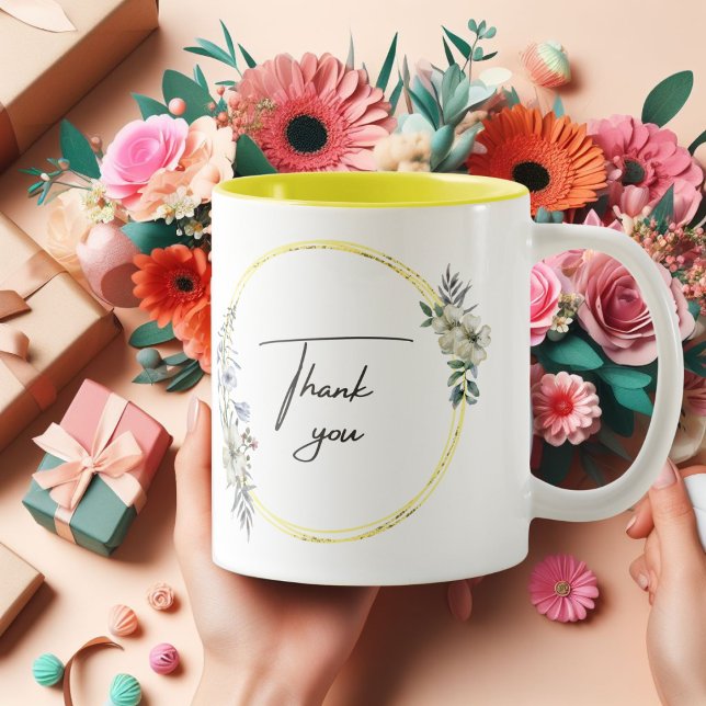 Colourful Illustrated Flowers Thank you Mug (Creator Uploaded)