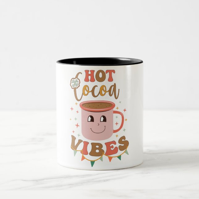 Colourful Illustrated Funny Christmas Two-Tone Coffee Mug (Center)