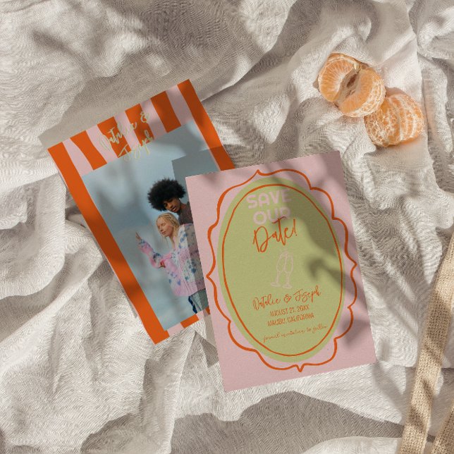 Colourful Illustrated Hand Drawn Photo Wedding  Save The Date (Creator Uploaded)