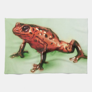 Colourful illustrated kitchen towel - Frog
