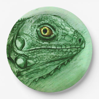 Colourful illustrated paper plate - Iguana