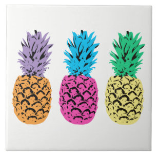 Colourful illustrated Pineapples Tile