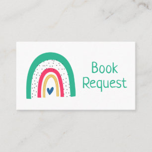 Colourful Illustrated Rainbow Book Request Card