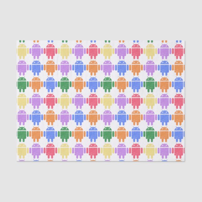 Colourful Illustrated Robot Pattern Tissue Paper (Front)