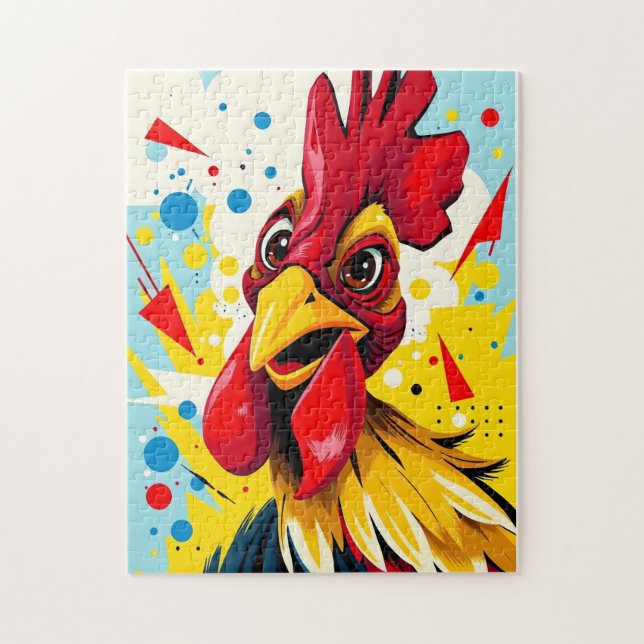 Colourful illustrated Rooster Jigsaw Puzzle (Vertical)