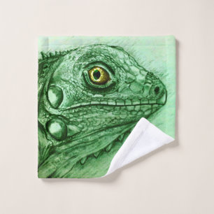 Colourful illustrated wash cloth - Iguana