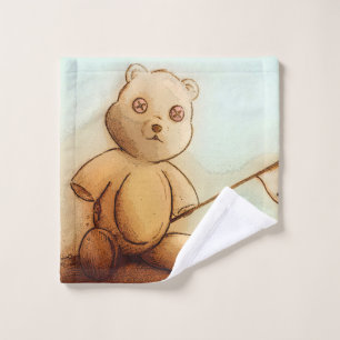 Colourful illustrated wash cloth  - Teddy