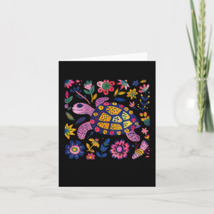 Colourful Illustration Of A Turtle Surrounded  Card