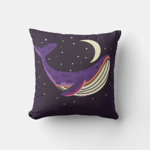 Colourful illustration portrait of cute whale in s cushion