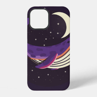 Colourful illustration portrait of cute whale in s iPhone 12 case