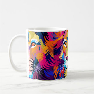 colourful illustrations, a lion, simple design - v coffee mug