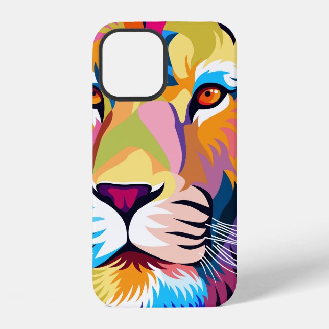 colourful illustrations, a lion, simple design - v iPhone case (Back)