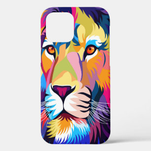 colourful illustrations, a lion, simple design - v iPhone 12 case