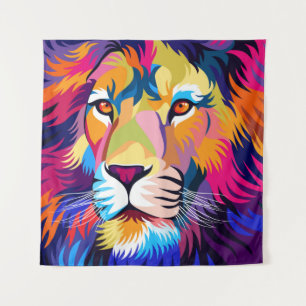 colourful illustrations, a lion, simple design - v tapestry