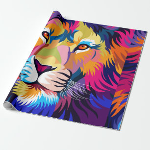 colourful illustrations, a lion, simple design - v wrapping paper