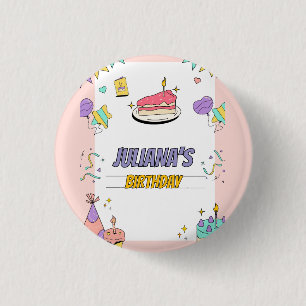 Colourful Illustrative Birthday Party 3 Cm Round Badge