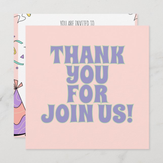 Colourful Illustrative Birthday Party Invitation (Front/Back)