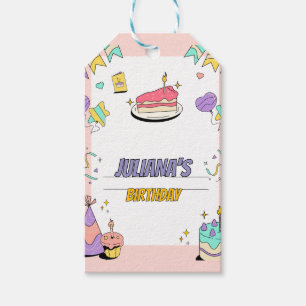 Colourful Illustrative Birthday Party Invitation Gift Tags