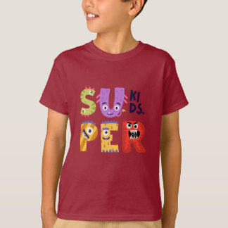 Colourful Illustrative Monster Letters Kids T-Shir T-Shirt