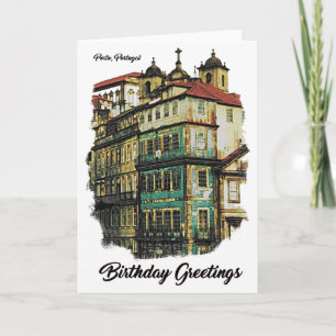 Colourful image of Porto, Portugal Birthday Card