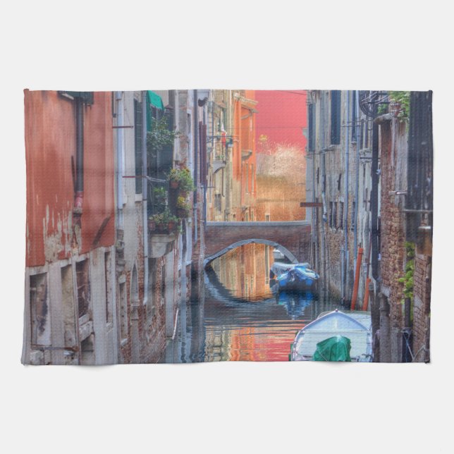 Colourful Impression Of Venice Italy Tea Towel (Horizontal)