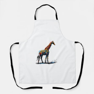 Colourful Impressionism Style Animal Lover Giraffe Apron