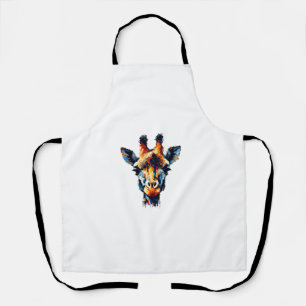 Colourful Impressionism Style Animal Lover Giraffe Apron