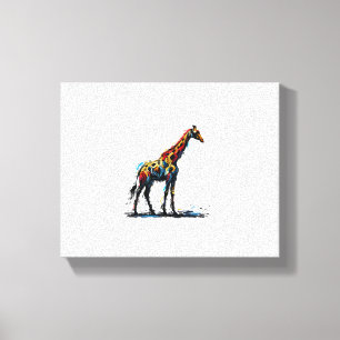 Colourful Impressionism Style Animal Lover Giraffe Canvas Print