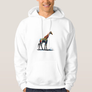 Colourful Impressionism Style Animal Lover Giraffe Hoodie