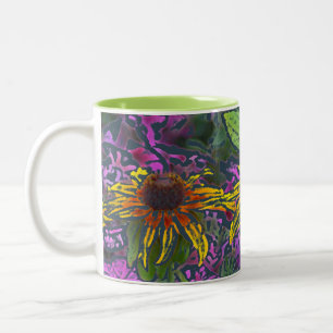Colourful "Impressionistic"BrownEyedSusans Two-Tone Coffee Mug