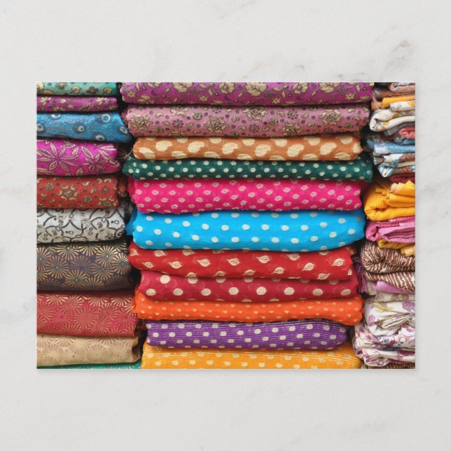 Colourful Indian Asian Sari Fabric Postcard (Front)