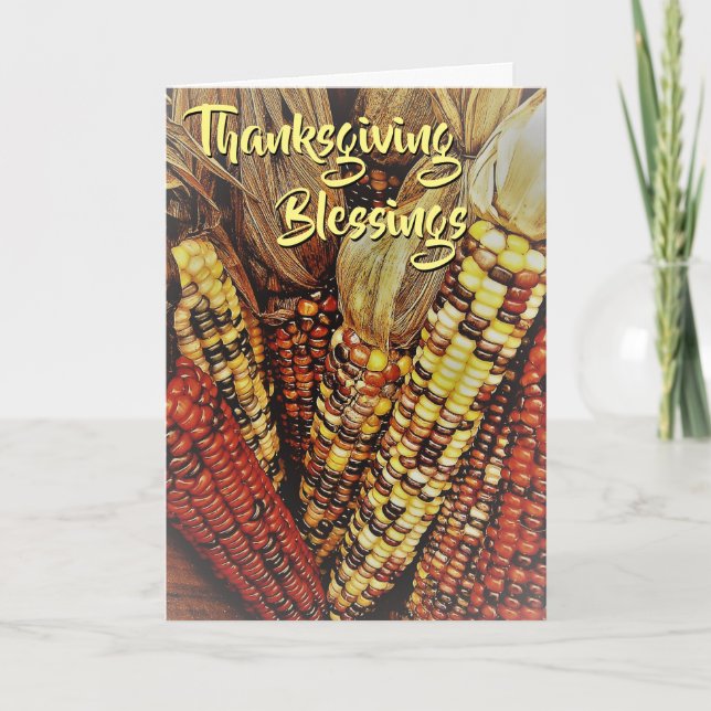 Colourful Indian Corn Kernels Photo 2 Thanksgiving Card (Front)