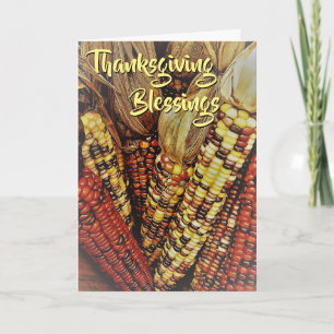 Colourful Indian Corn Kernels Photo 2 Thanksgiving Card