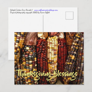 Colourful Indian Corn Kernels Photo Thanksgiving Postcard