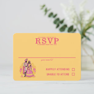 Colourful Indian Couple RSVP Card